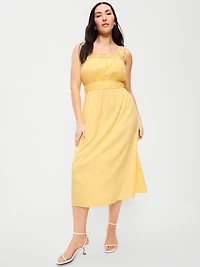 Fit & Flare Smocked-Waist Midi Dress