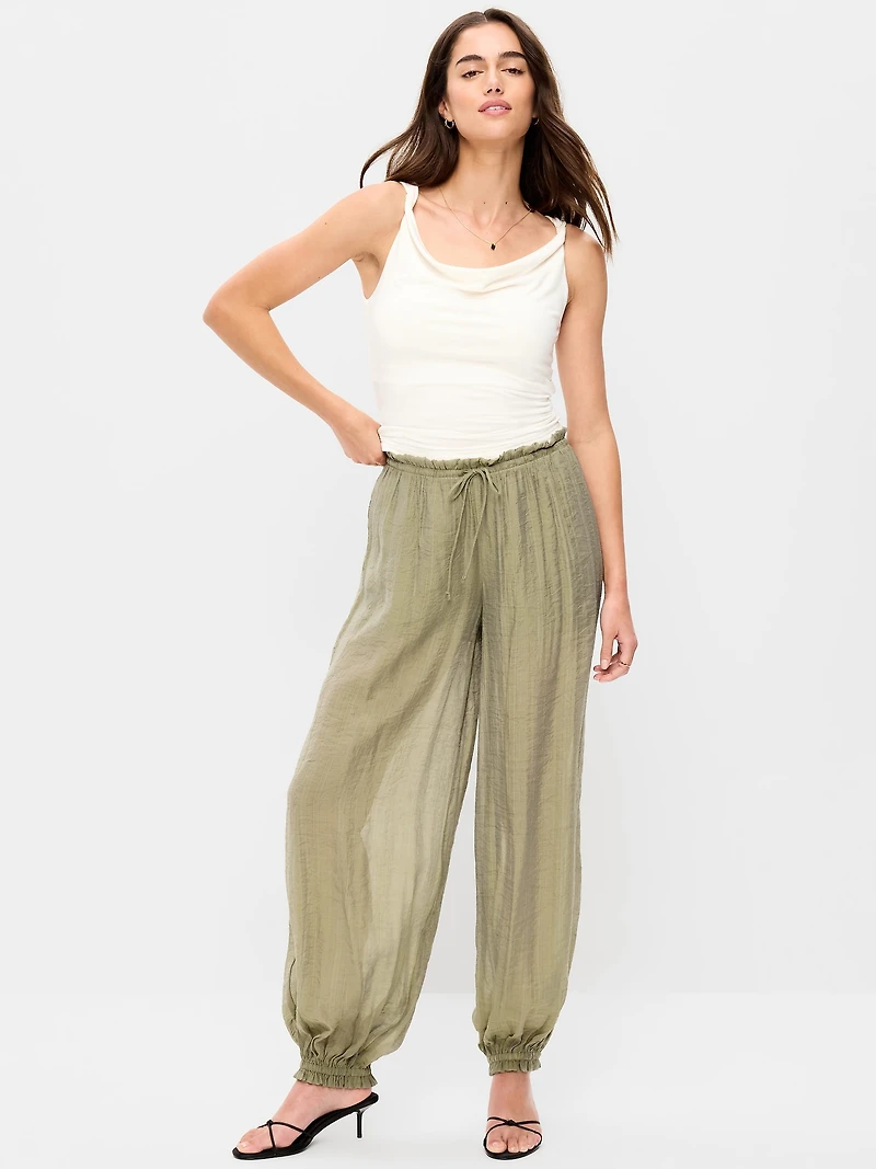 High-Waisted Chiffon Harem Pants