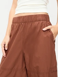 Mid-Rise Pull-On Cropped Utility Pants