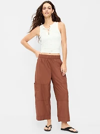 Mid-Rise Pull-On Cropped Utility Pants