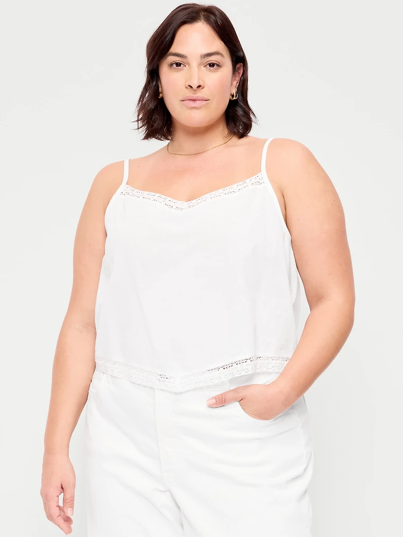 Lace-Trim Scarf Tank Top
