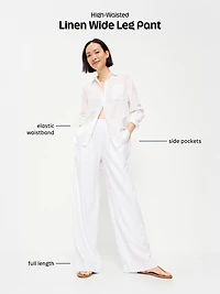 High-Waisted Linen-Blend Super Wide-Leg Pants