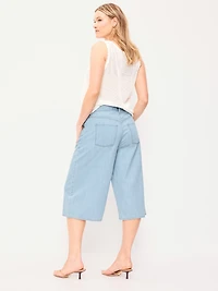 Mid-Rise Loose Culotte Jeans