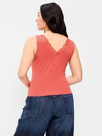 Sleeveless Lace-Trim V-Neck Top