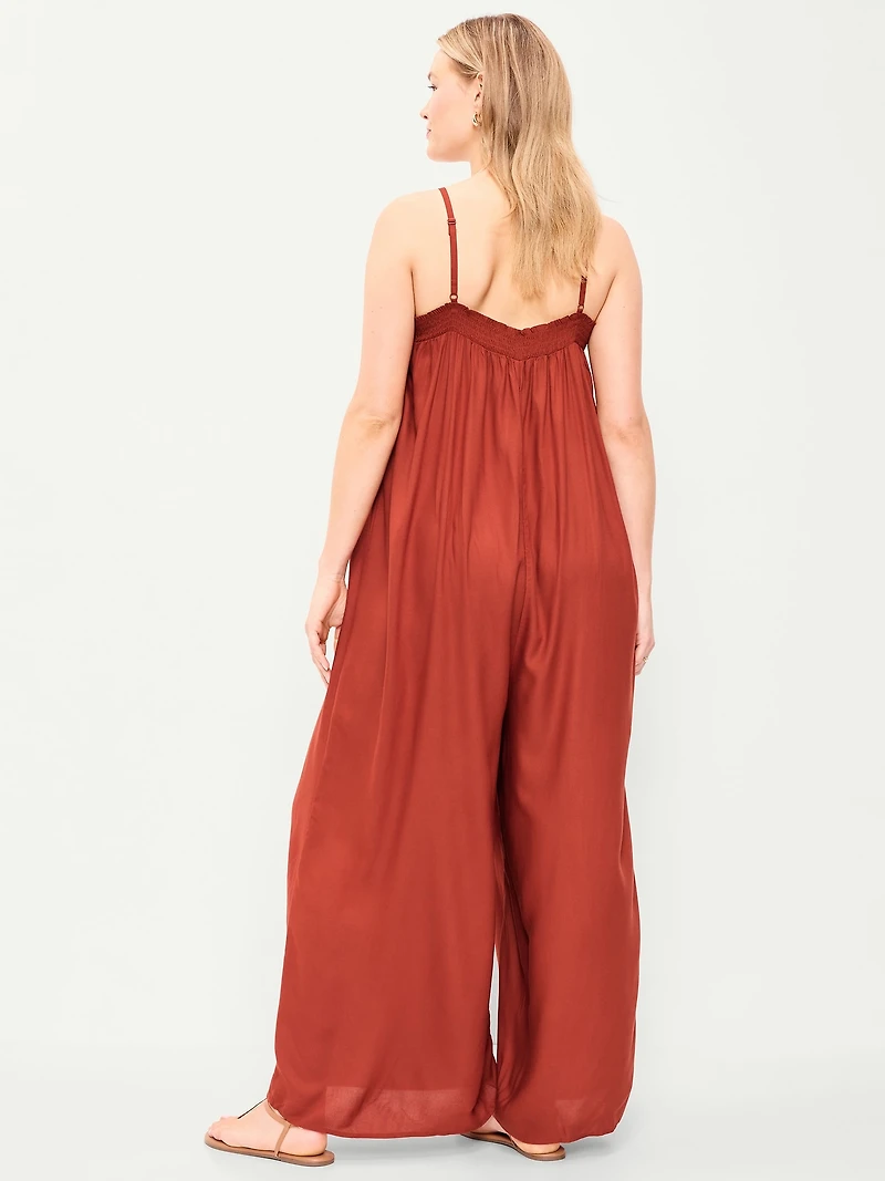Airy Smocked-Top Jumpsuit