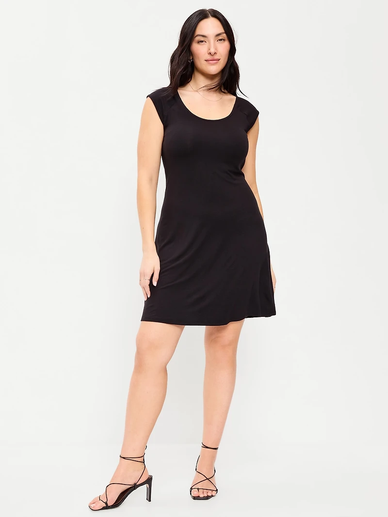 Short-Sleeve Scoop-Neck Mini Dress