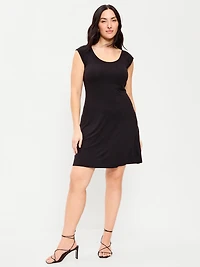 Short-Sleeve Scoop-Neck Mini Dress