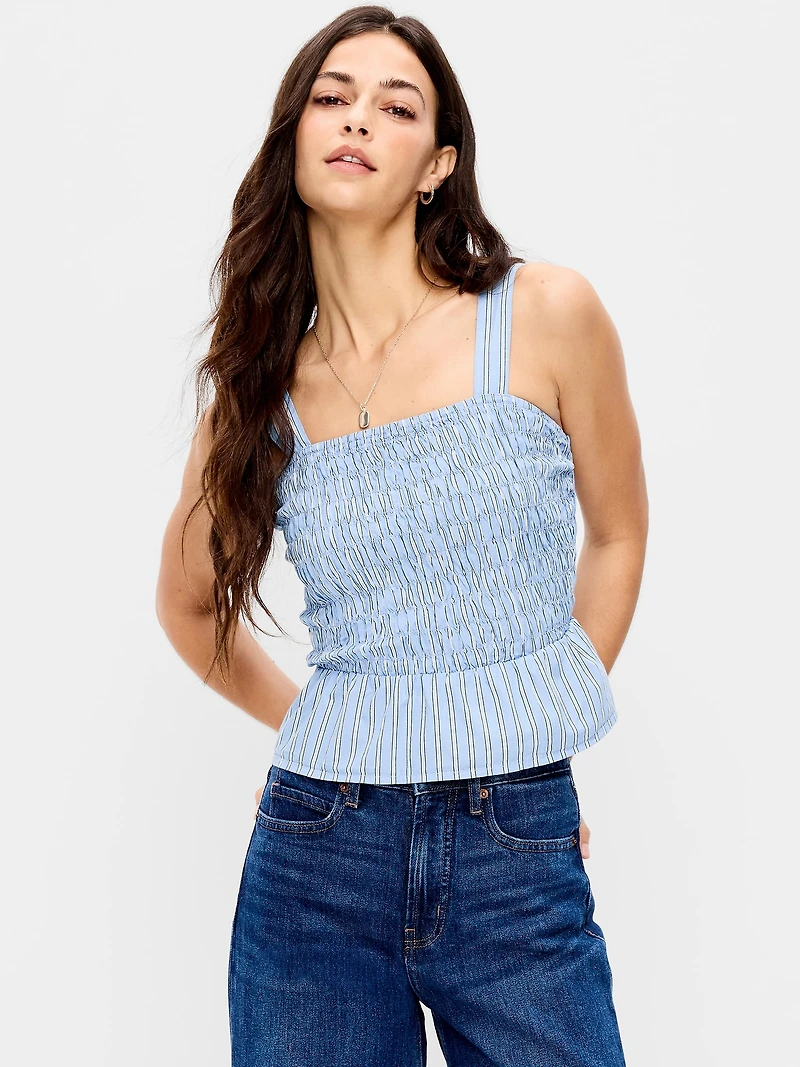 Smocked Peplum Tank Top