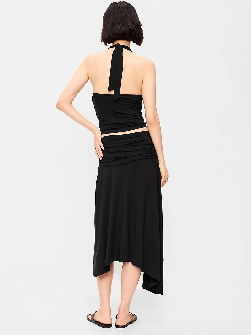 Asymmetrical Draped Midi Skirt