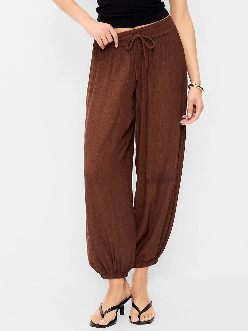 High-Waisted Crinkle Chiffon Harem Pants