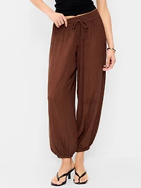 High-Waisted Crinkle Chiffon Harem Pants
