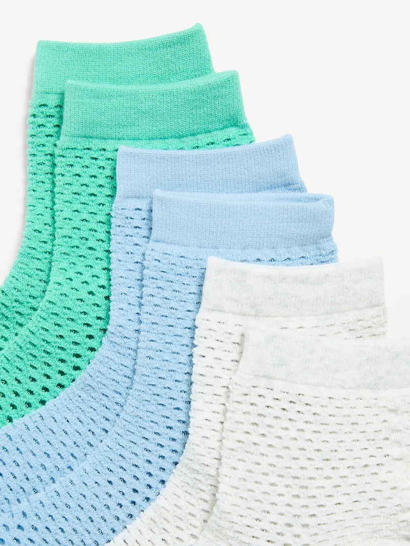 Netted Quarter-Crew Socks 3-Pack for Women