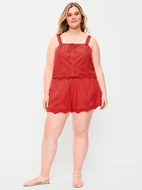 High-Waisted Lace-Trim Shorts