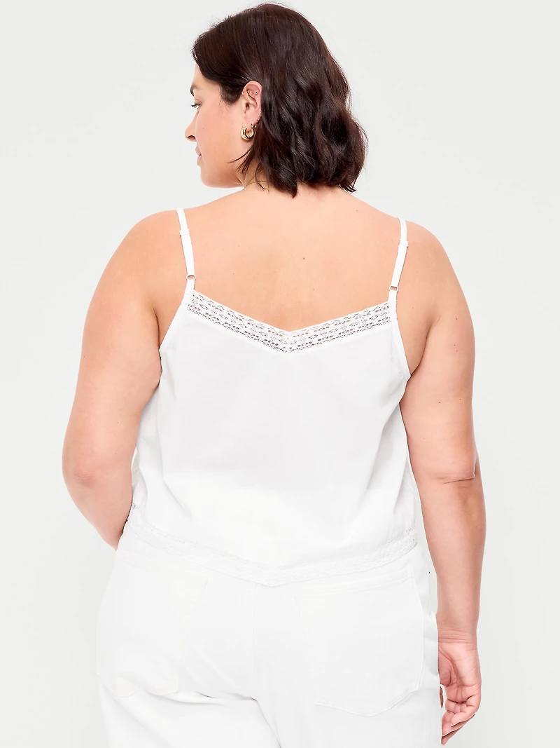 Lace-Trim Scarf Tank Top