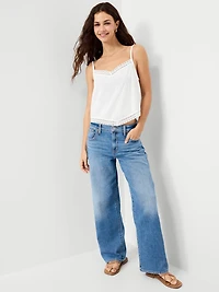 Lace-Trim Scarf Tank Top