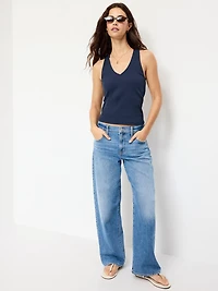 Ribbed Loop-Back Halter Top