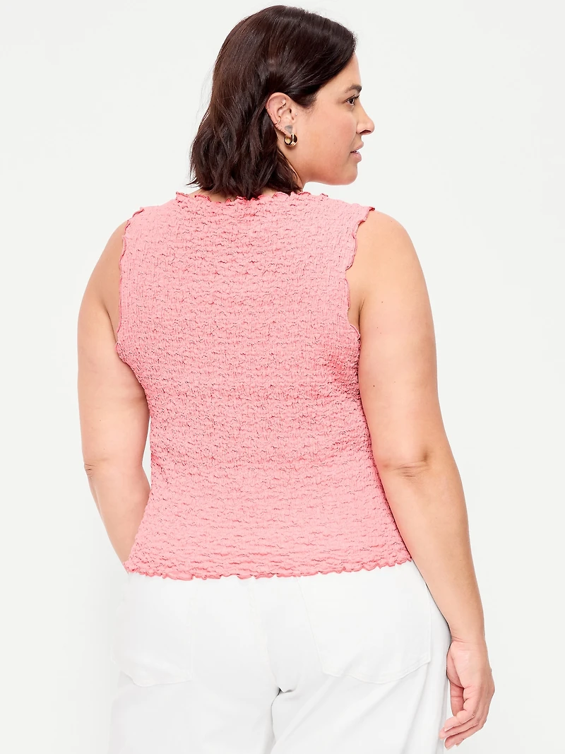 Sleeveless Smocked Tank Top