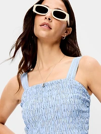 Smocked Peplum Tank Top