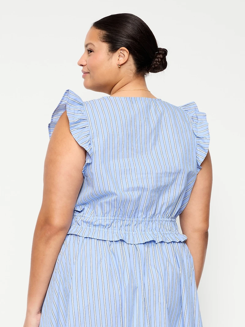 Flutter-Sleeve Poplin Top