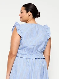 Flutter-Sleeve Poplin Top