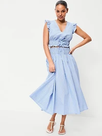 Flutter-Sleeve Poplin Top
