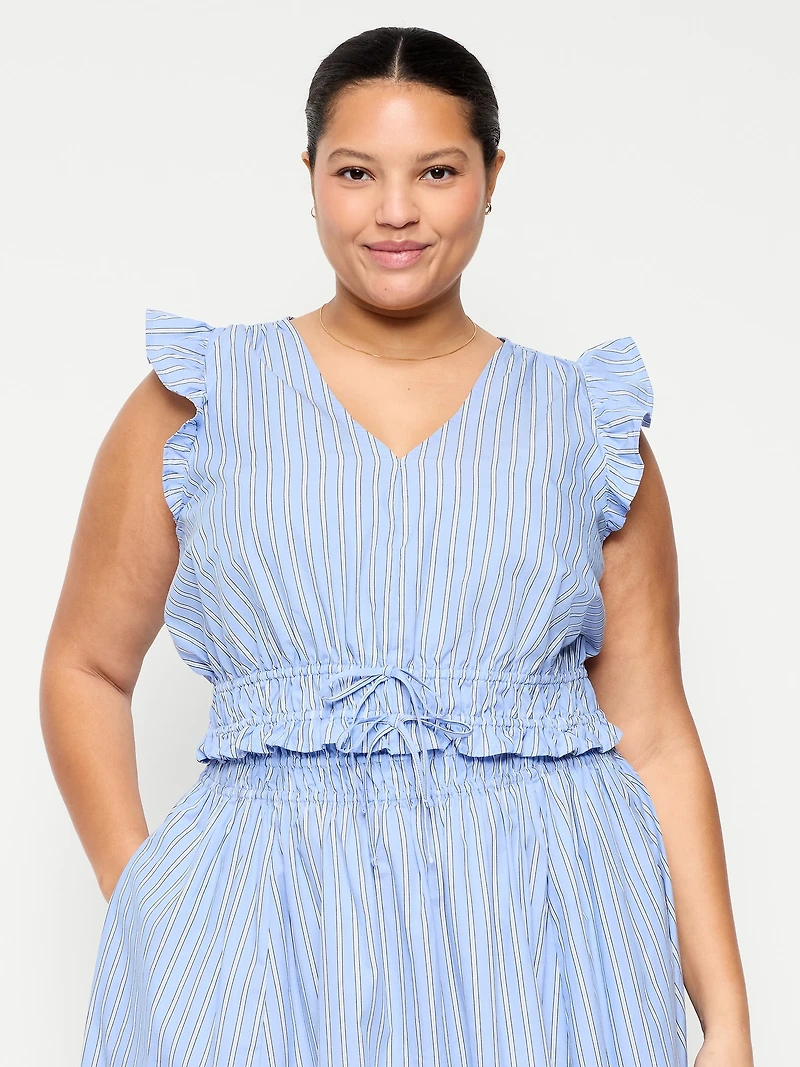 Flutter-Sleeve Poplin Top