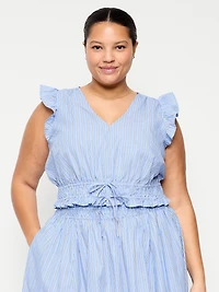 Flutter-Sleeve Poplin Top
