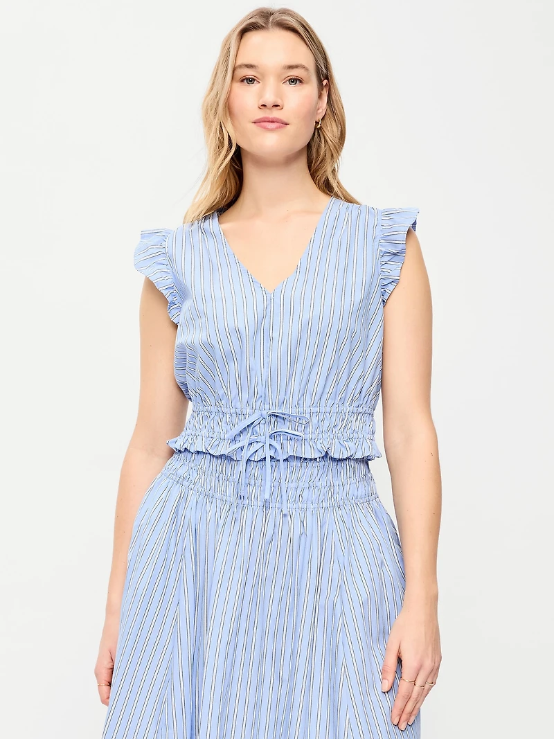 Flutter-Sleeve Poplin Top