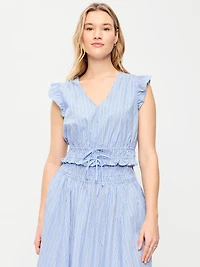 Flutter-Sleeve Poplin Top