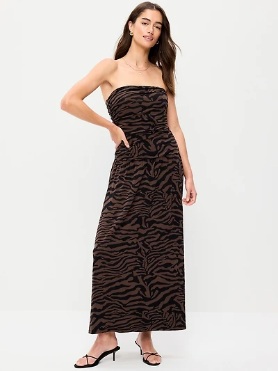 Fit & Flare Drop-Waist Maxi Tube Dress