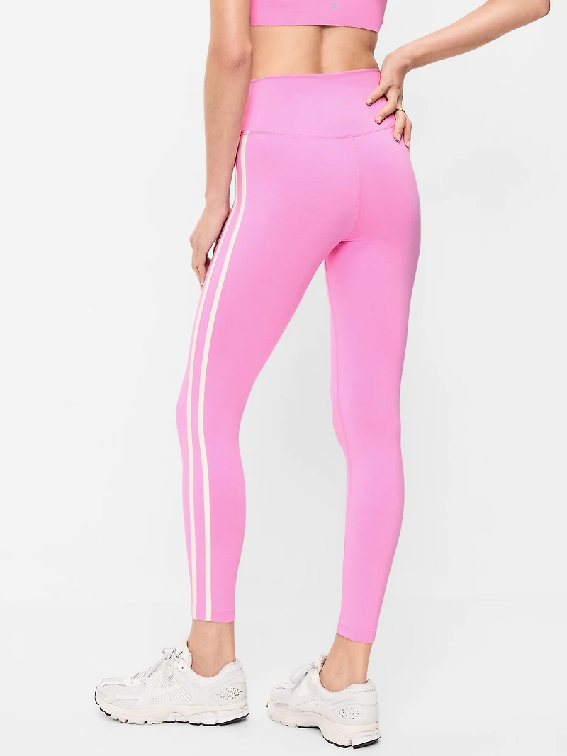 High-Waisted PowerChill Side-Striped 7/8 Cotton Leggings