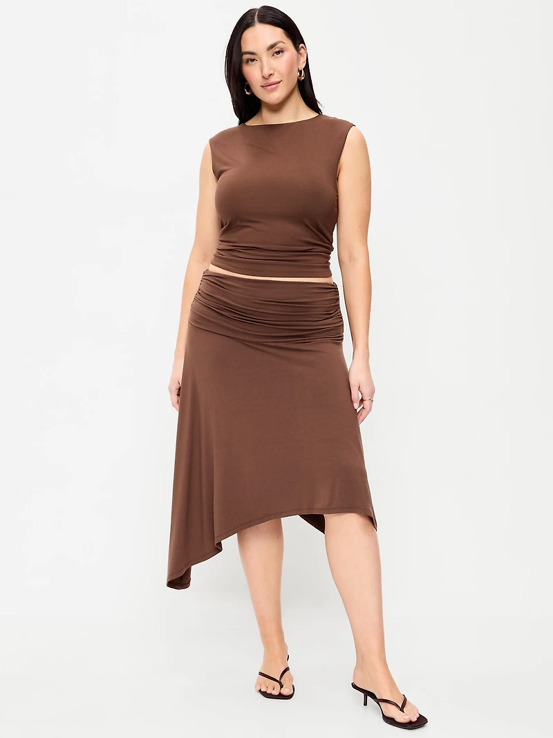 Asymmetrical Draped Midi Skirt