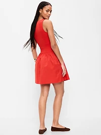 Mixed Media Drop-Waist Mini Dress