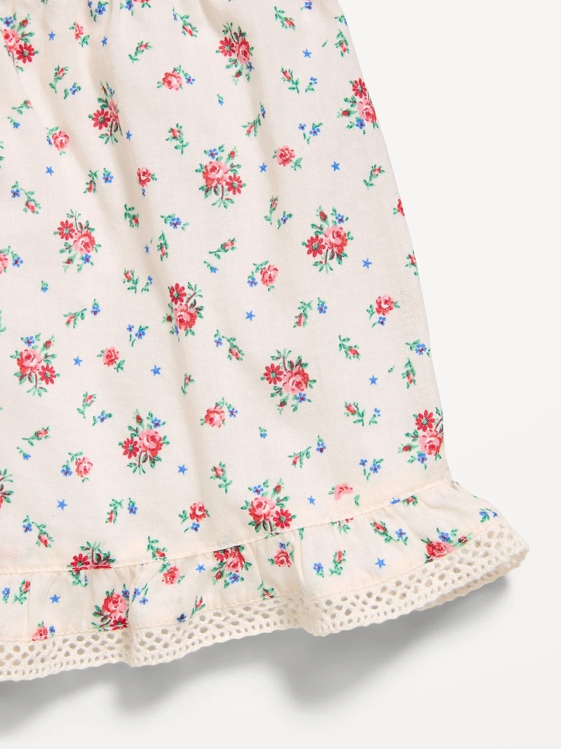 Printed Short-Sleeve Ruffled Top and Shorts Set for Toddler Girls