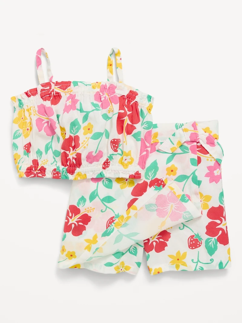 Printed Sleeveless Top and Skort Set for Toddler Girls