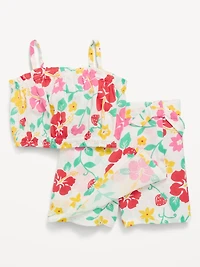 Printed Sleeveless Top and Skort Set for Toddler Girls