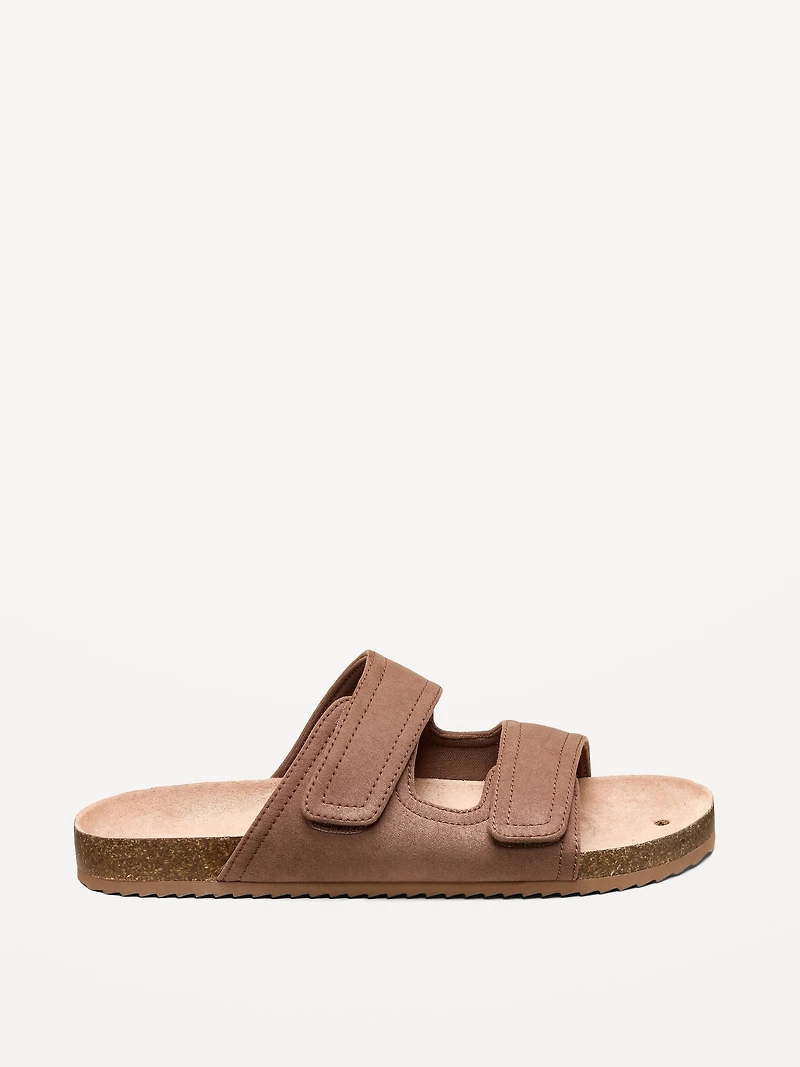 Faux-Suede Double-Strap Slide Sandals for Men