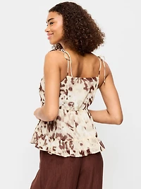 Chiffon Semi-Sheer Tie-Strap Cami Top