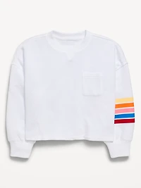 Boxy Long-Sleeve Textured Pocket T-Shirt for Girls