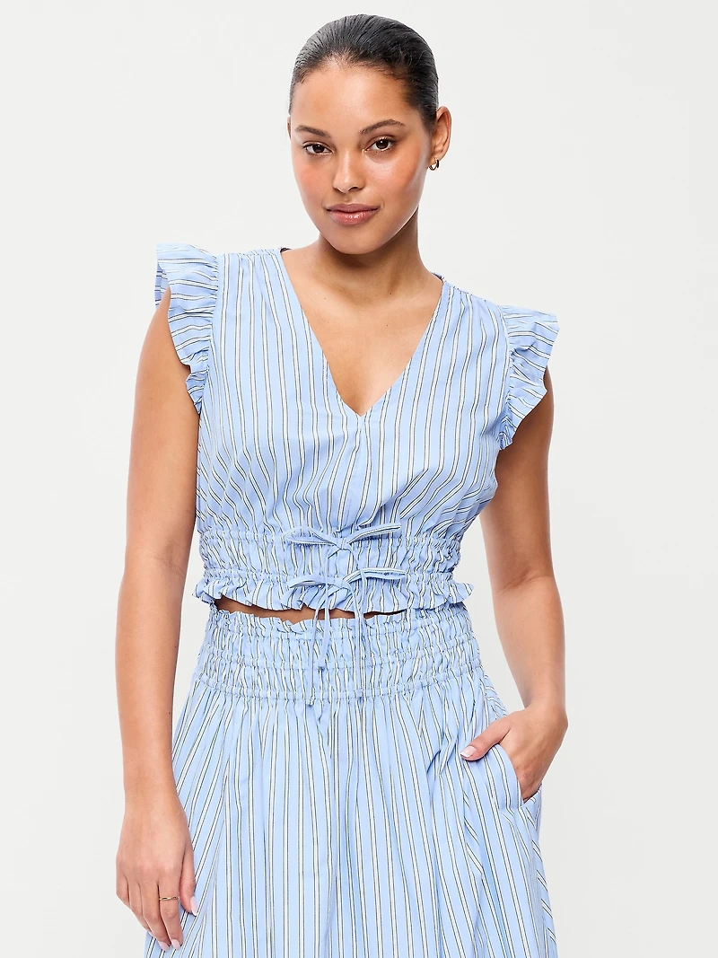 Flutter-Sleeve Poplin Top
