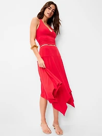 Handkerchief Hem Midi Skirt