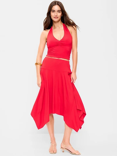 Handkerchief Hem Midi Skirt