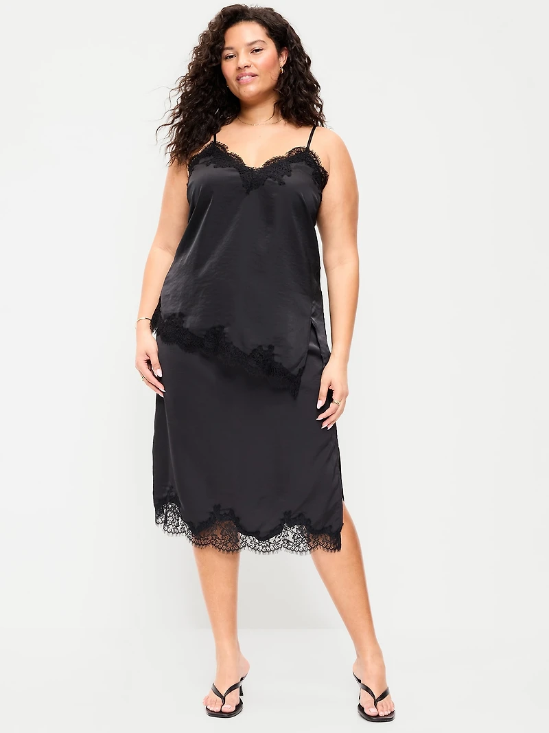 Lace Slip Midi Skirt