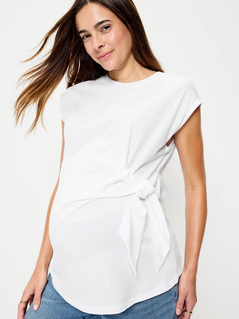 Maternity Short-Sleeve Side-Tie Top