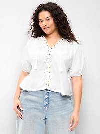 Short-Sleeve Beaded Top