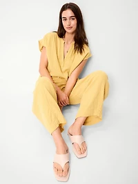 Faux-Leather Wide Thong Sandal for Women