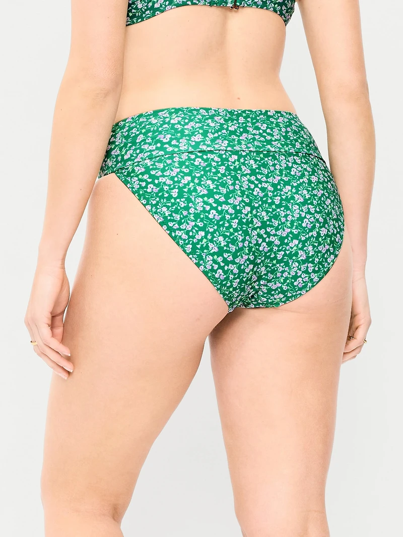 High-Waisted Cinched Bikini Swim Bottoms