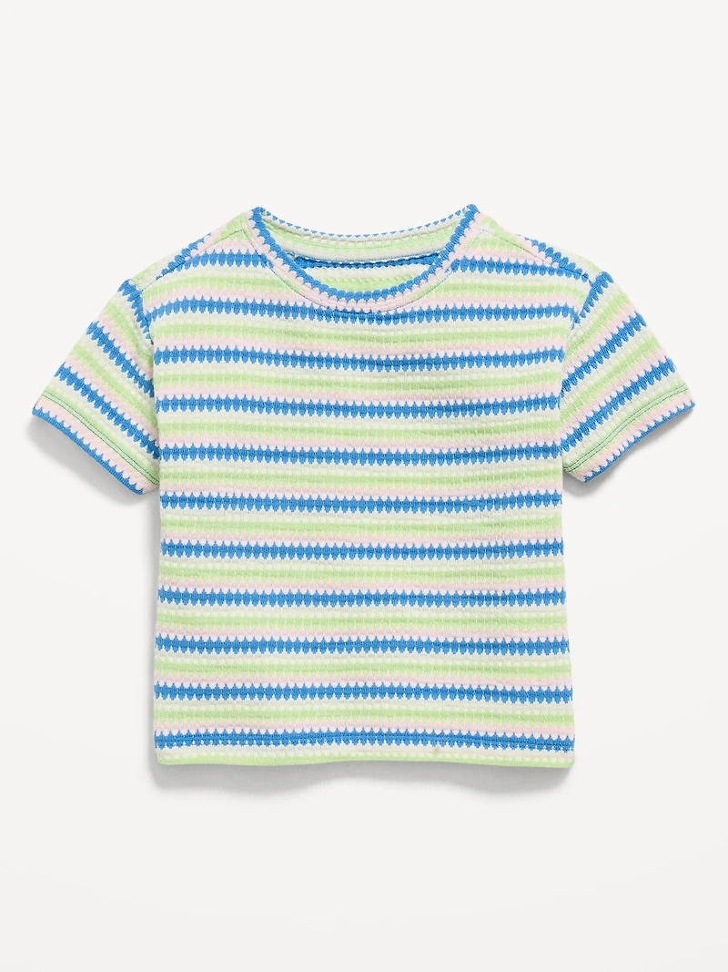 Short-Sleeve Striped Knit Top for Toddler Girls