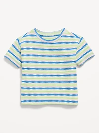 Short-Sleeve Striped Knit Top for Toddler Girls