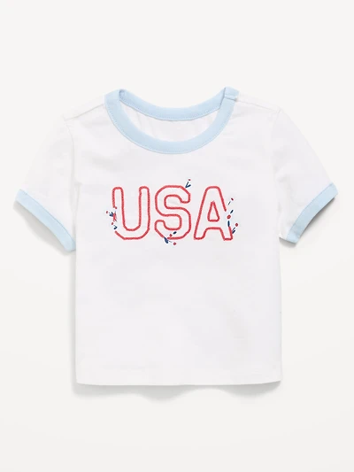 Short-Sleeve Ringer Graphic T-Shirt for Toddler Girls